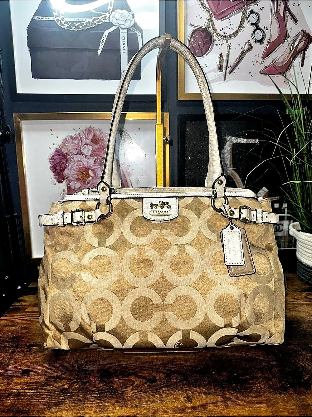 Coach Madison Op Art Sateen Kira/Kara Carryall (Style #22344)